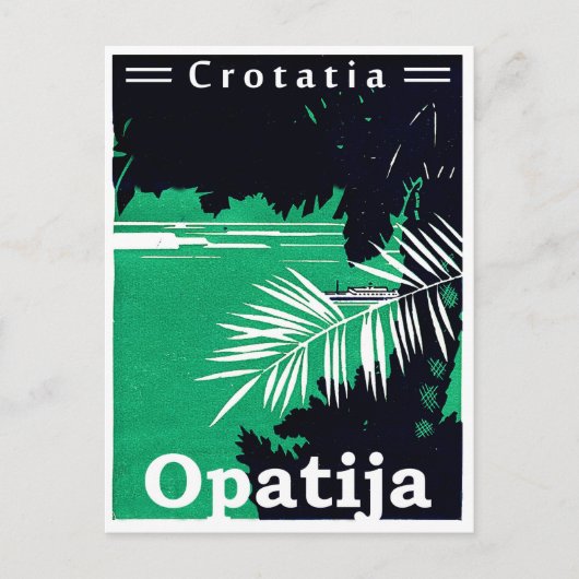 Opatija, Kroatien, Adria, zwei farbige Vintage Postkarte (Vorderseite)