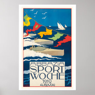 Opatija Kroatien Sportwoche 1912 Vintage Reise Poster