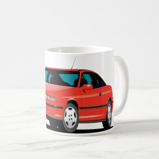 Opel Calibra rote Vorderseite Kaffeetasse (VorderseiteRechts)