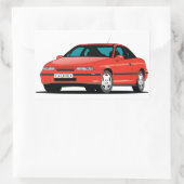 Opel Calibra rote Vorderseite Rechteckiger Aufkleber (Tasche)