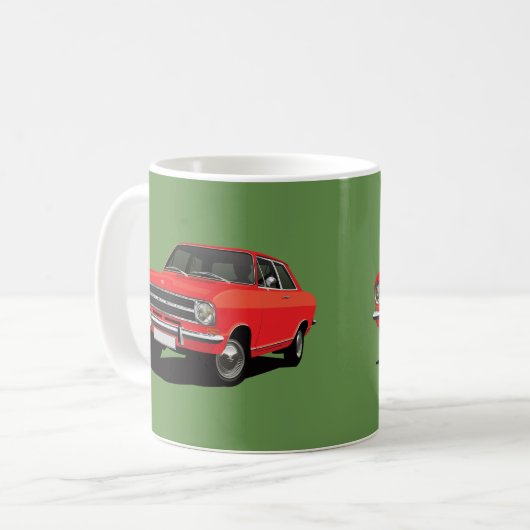 Opel Kadett B sedan, 2x rote Bilder - Kaffeetasse (Vorderseite Links)