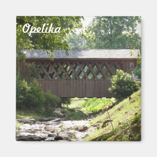Opelika Alabama bedeckte Brücken-Foto-Magnet Magnet