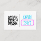 Open 24/7 Neon | Anpassbarer QR-Code und Logo Visitenkarte (Vorderseite)