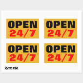 OPEN 24/7 RECHTECKIGER AUFKLEBER (Blatt)