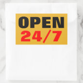 OPEN 24/7 RECHTECKIGER AUFKLEBER (Tasche)