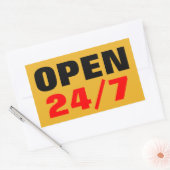 OPEN 24/7 RECHTECKIGER AUFKLEBER (Umschlag)