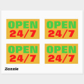 OPEN 24/7 RECHTECKIGER AUFKLEBER (Blatt)