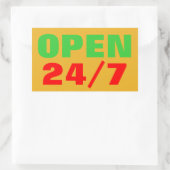 OPEN 24/7 RECHTECKIGER AUFKLEBER (Tasche)