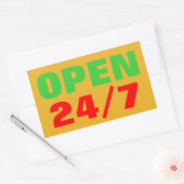 OPEN 24/7 RECHTECKIGER AUFKLEBER (Umschlag)