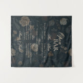 Open Bar and Signature Drink Black Floral Wedding  Wandteppich (Vorderseite (Horizontal))