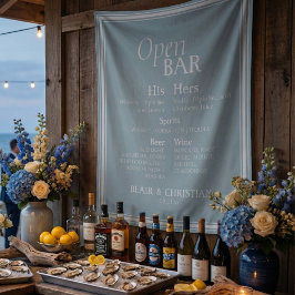 Open Bar and Signature Drink Coastal Blue Wedding  Wandteppich