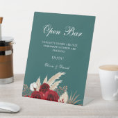 Open Bar Aquamarin Burgund Rose Pampas Grass Sockelschild (In SItu)