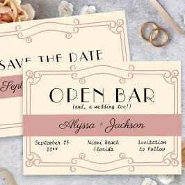 Open Bar Art Deco Dusty Rose und Vintage Creme Save The Date