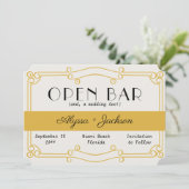 Open Bar Art Deco Ocker Gelb und Grau Save The Date (Stehend Vorderseite)