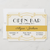 Open Bar Art Deco Ocker Gelb und Grau Save The Date (Vorderseite)