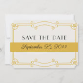 Open Bar Art Deco Ocker Gelb und Grau Save The Date (Rückseite)