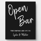 Open Bar Black Hochzeitsschild Tafel Plaque Fotoplatte (Vorderseite)