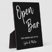 Open Bar Black Hochzeitsschild Tafel Plaque Fotoplatte (Seite)