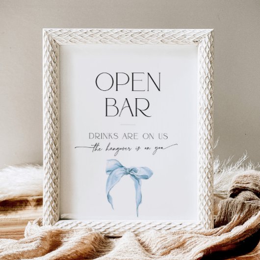 Open Bar Brautparty etwas Blue Bow Krawatte Knoten Sockelschild