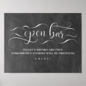 Open Bar Chalkboard Hochzeitstag Zeichen Poster (Vorne)
