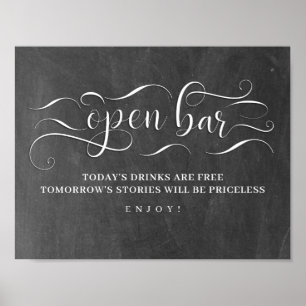 Open Bar Chalkboard Hochzeitstag Zeichen Poster