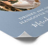 Open Bar Custom Foto Dusty Blue Wedding Drinks Poster (Ecke)