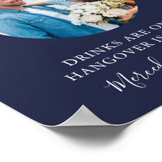 Open Bar Custom Foto Navy Blue Wedding Drinks Poster (Ecke)