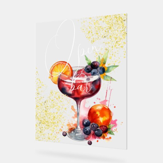 Open Bar Drinks Gold Wedding Acrylschild (Winkel)