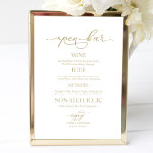 Open Bar Elegant Gold Calligraphy Wedding Sign Poster