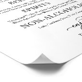 Open Bar Elegante Calligraphy Wedding Sign Poster (Ecke)