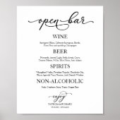 Open Bar Elegante Calligraphy Wedding Sign Poster (Vorne)