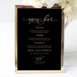 Open Bar Elegante Gold Black Wedding Sign Poster<br><div class="desc">Open Bar Elegante Gold Black Wedding Sign</div>