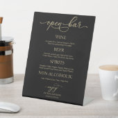 Open Bar Elegante Gold Black Wedding Sign Sockelschild (In SItu)
