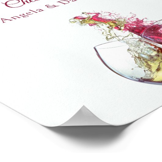 Open Bar Elegante Rot und Weiß Tanz Hochzeit Poster (Ecke)