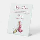 Open Bar Elegante Rot und Weiß Tanz Hochzeit Sockelschild (Vorderseite)