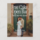Open Bar Free Cake Photo Retro Save The Date Ankündigungspostkarte (Vorderseite)