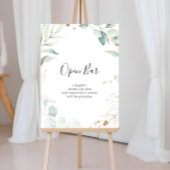 Open Bar Gold Eukalyptus Calligraphy Sign Poster