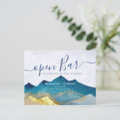 Open Bar Gold Mountain Wedding Foto Save the Date Ankündigungspostkarte (Stehend Vorderseite)