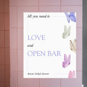 Open Bar He gives her butterflies Bridal Shower Poster
