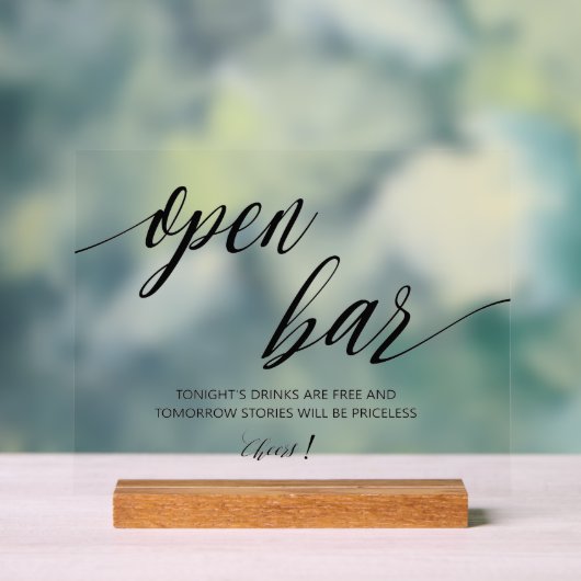 Open Bar Hochzeit Acrylschild (Neutral)