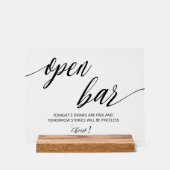 Open Bar Hochzeit Acrylschild (Vorderseite)