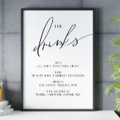 Open Bar Menu Das Getränke Hochzeitszeichen Poster