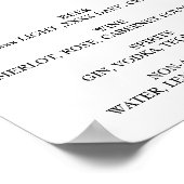 Open Bar Menu Hochzeitszeichen Poster (Ecke)