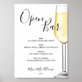 Open Bar Menu Hochzeitszeichen Poster (Vorne)