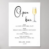 Open Bar Menu Hochzeitszeichen Poster (Vorne)