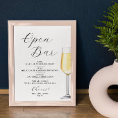 Open bar Menu wedding sign Poster