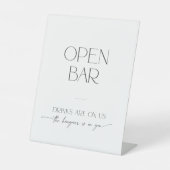 Open Bar Minimalistisch Black and White Script Wed Sockelschild (Vorderseite)