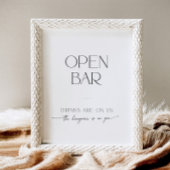 Open Bar Minimalistisch Black and White Script Wed Sockelschild