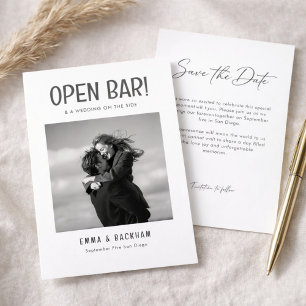 Open Bar Moderne Minimalistische Foto-Hochzeit Save The Date
