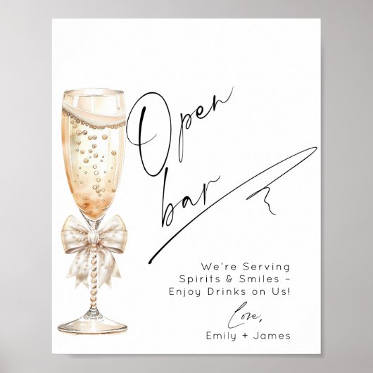 Open Bar Pearls and Prosecco Brautparty Poster (Vorne)
